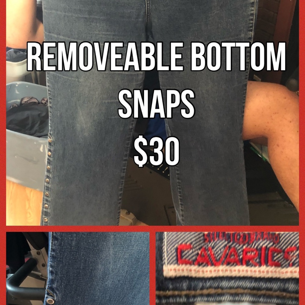 Buttons on side of these jeans . Size 23